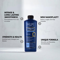 Felps Professional Omega Zero Unique hair application glove on hair, showing nourishing keratin and collagen in action