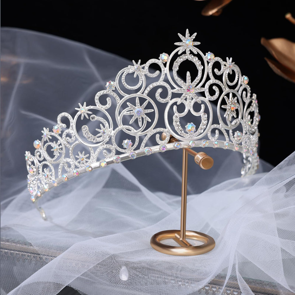 Feltent crystal queen crown worn at wedding ceremonies for a royal look