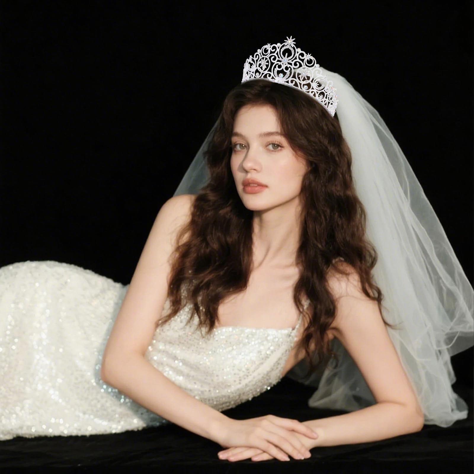 Feltent Glinda-inspired crown for weddings and birthdays with crystal sparkle