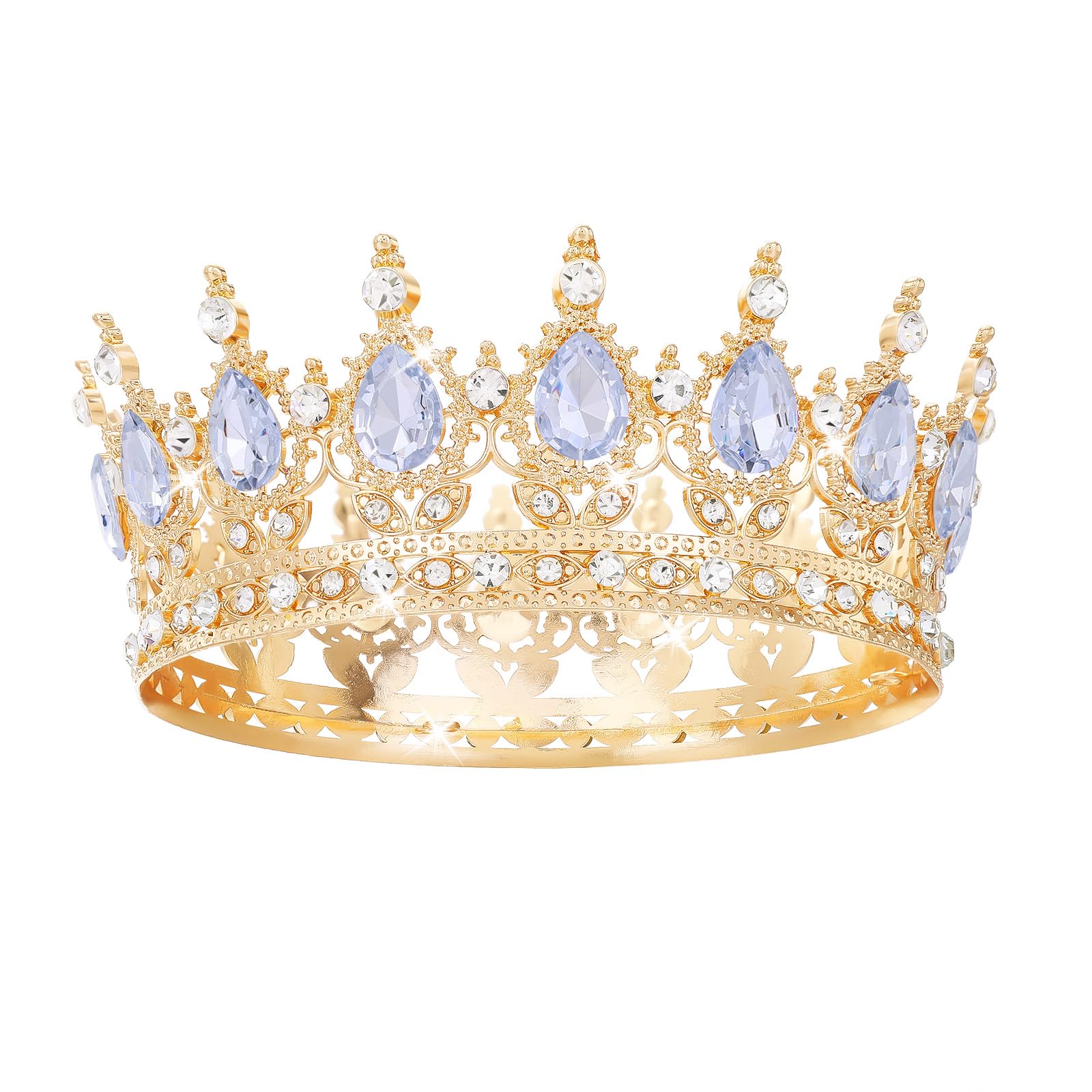 Feltent Gold Crown close-up shows crystal rhinestones for wedding glamour.