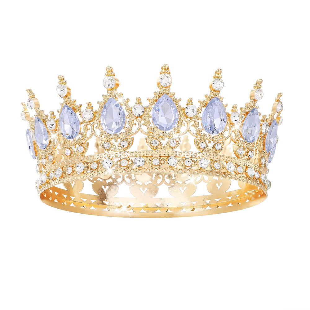 Feltent Gold Crown close-up shows crystal rhinestones for wedding glamour.