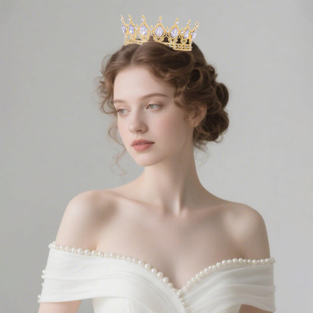 Feltent Gold Crown ideal for weddings, birthdays, and proms.
