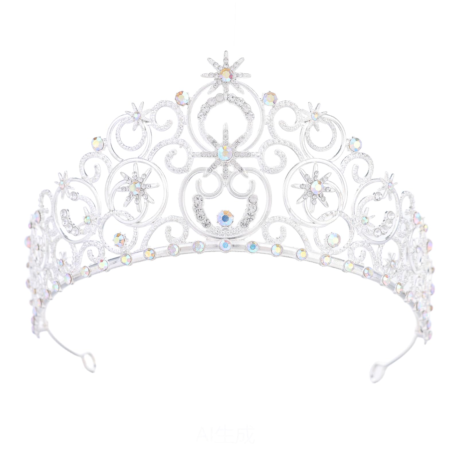 Feltent silver tiara Glinda bubble crown front view for weddings