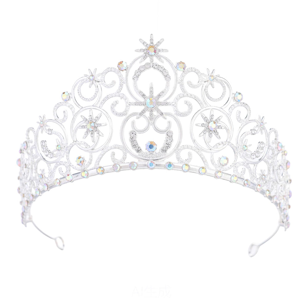 Feltent silver tiara Glinda bubble crown front view for weddings