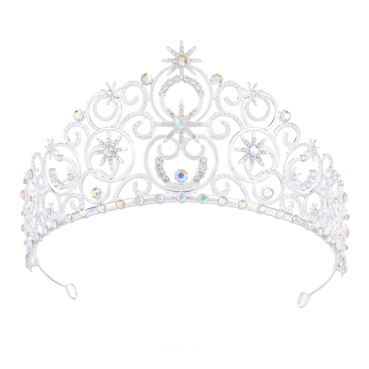 Feltent silver tiara Glinda bubble crown front view for weddings