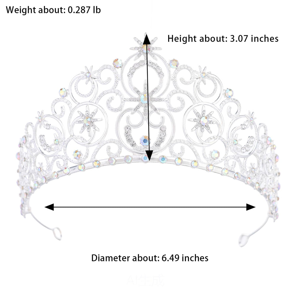Feltent silver tiara Glinda crown side profile with crystals for prom