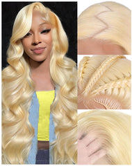 Femca 613 lace front wig front view shows natural hairline and shine for daily wear.