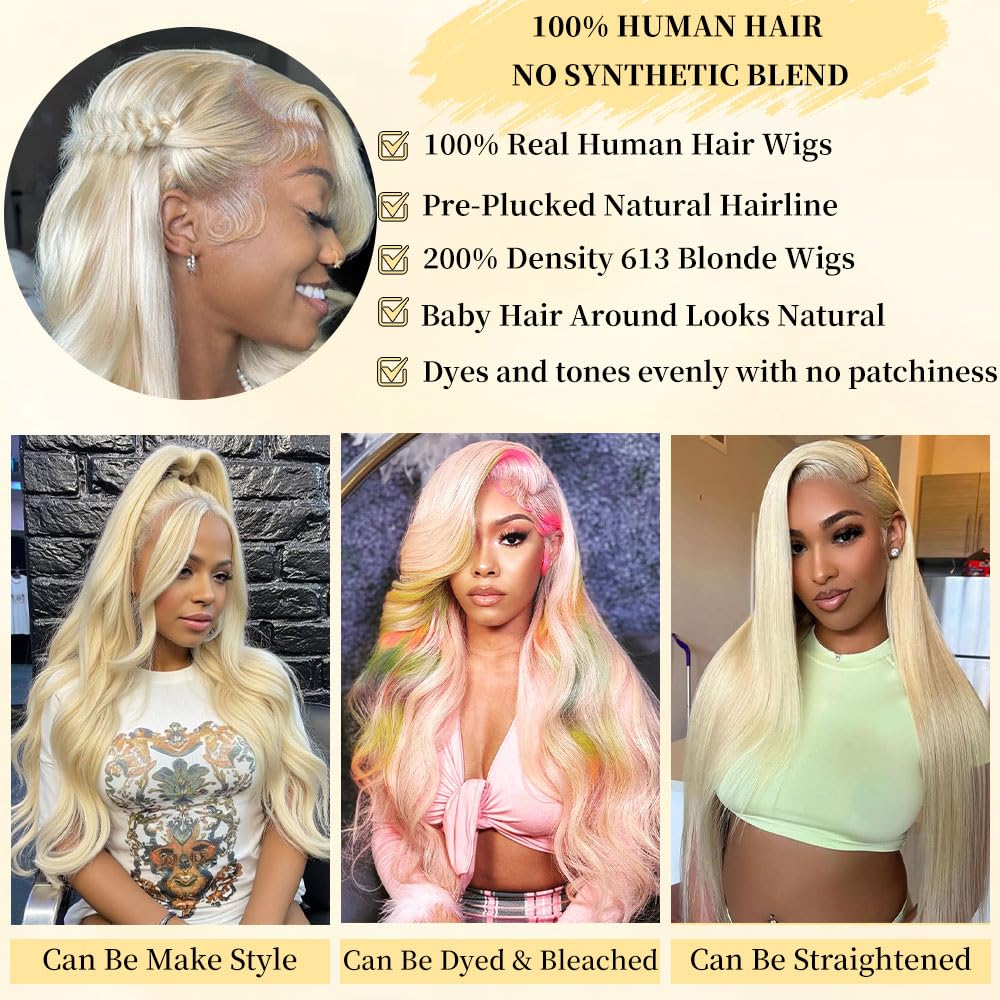 Femca 613 lace front wig pre-bleached blonde shade for bold style.