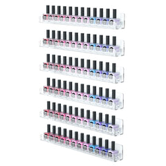 FEMELI nail polish wall rack six-shelf front view shows organized bottles