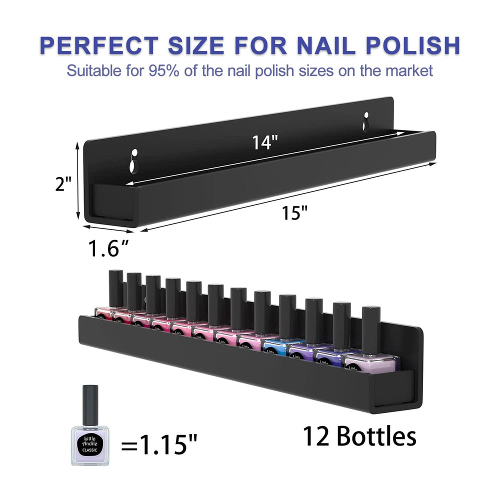FEMELI nail polish wall rack front view mounted on wall for easy reach during routines