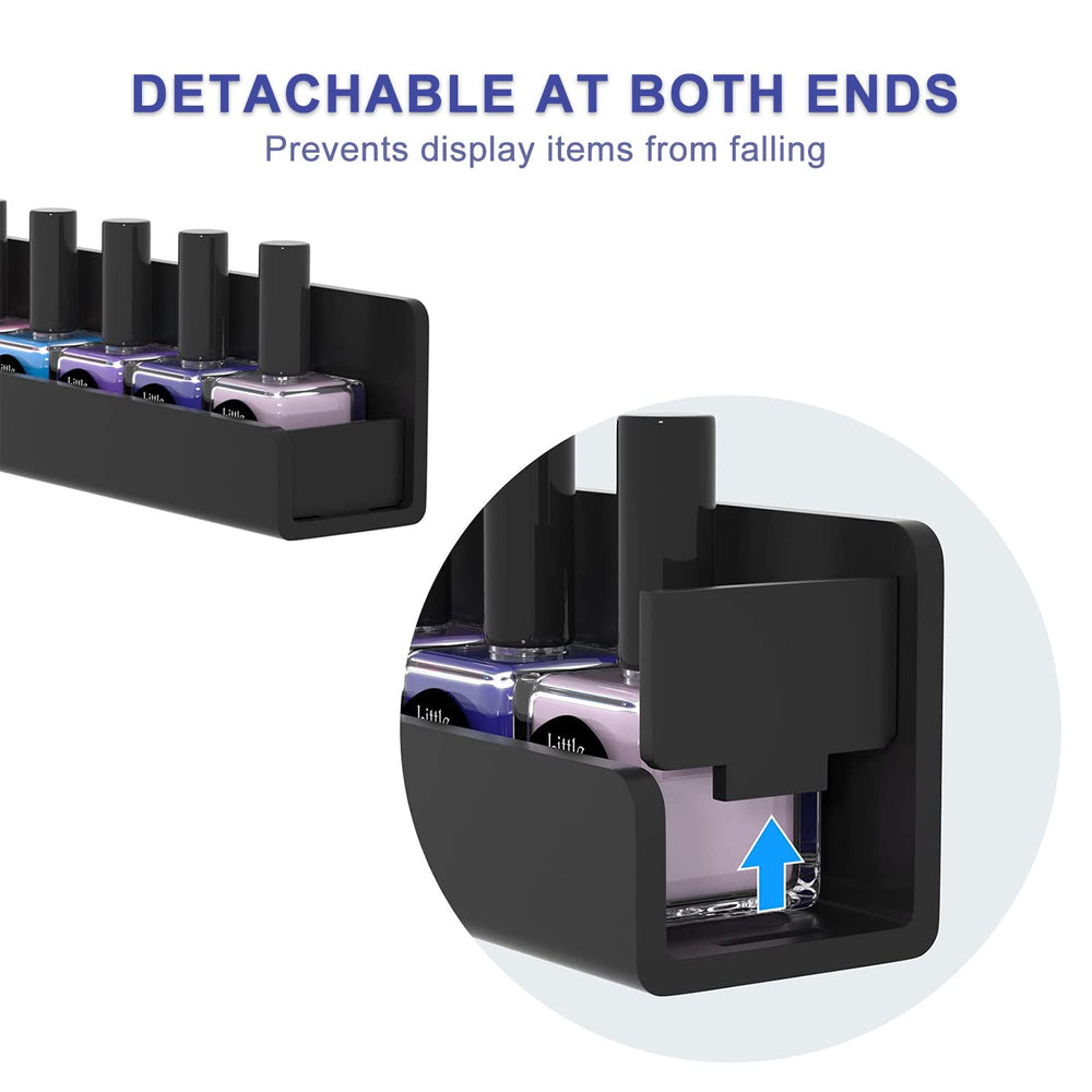 FEMELI nail polish wall rack mounted on wall, demonstrating flexible installation options