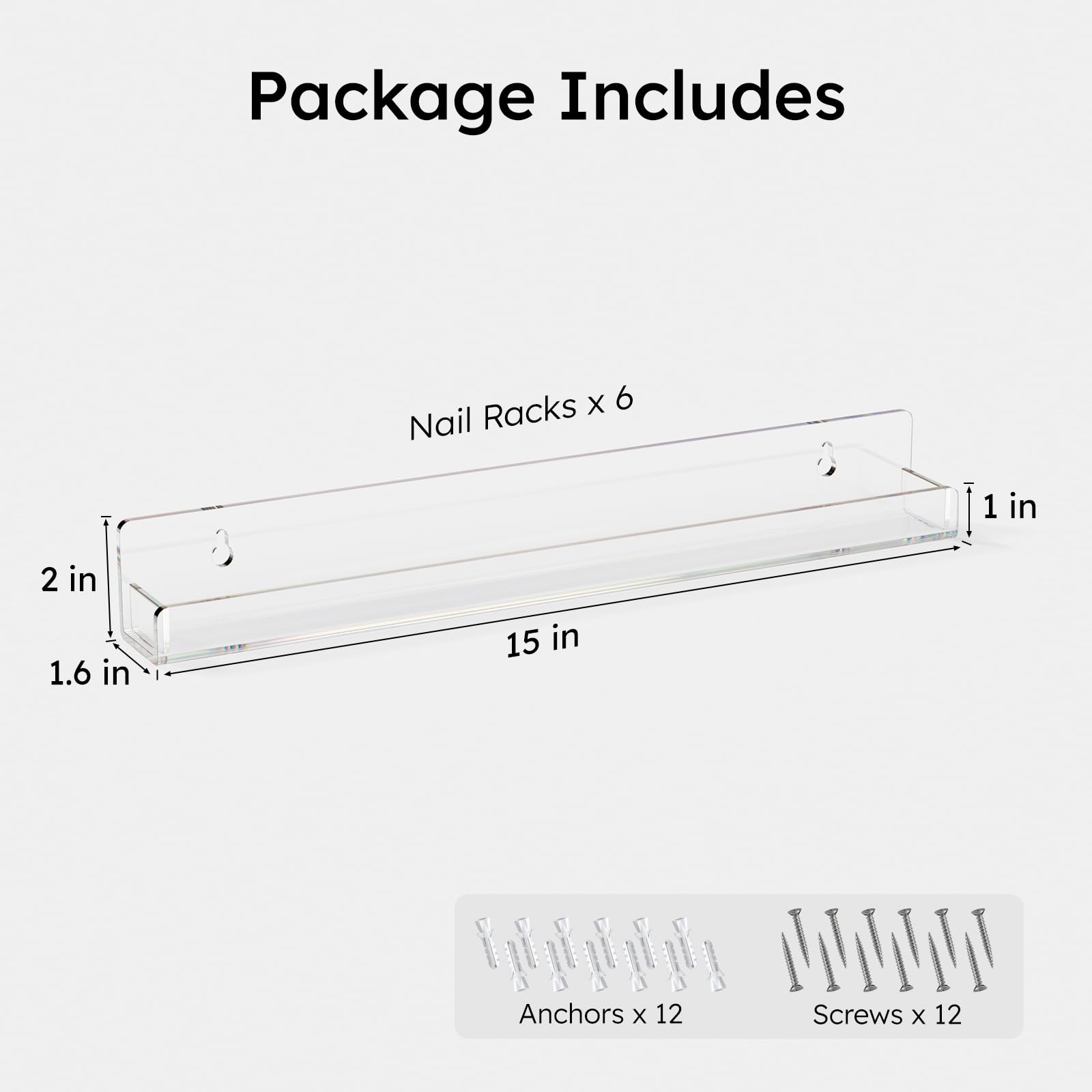 FEMELI nail polish wall rack side view highlights slim on-wall profile