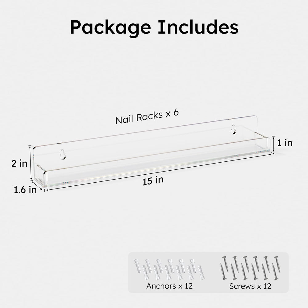 FEMELI nail polish wall rack side view highlights slim on-wall profile