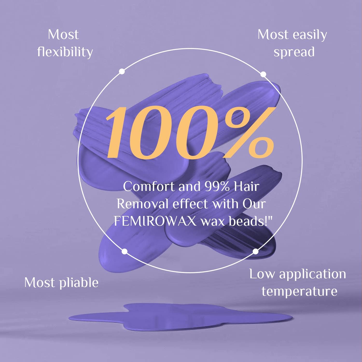FEMIROWAX sensitive-skin application highlights lavender oil benefits.