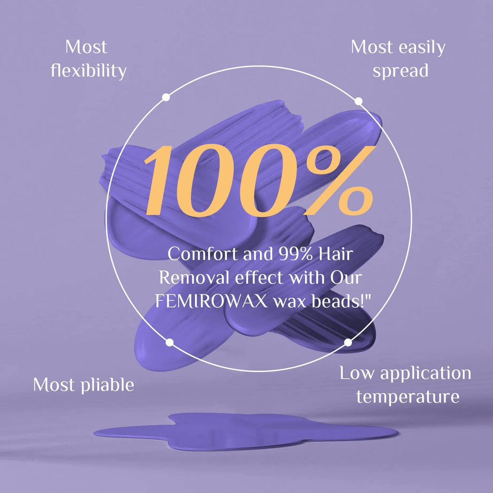 FEMIROWAX sensitive-skin application highlights lavender oil benefits.