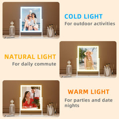 FENCHILIN vanity mirror with lights close-up view reveals crisp reflection for precise makeup checks.