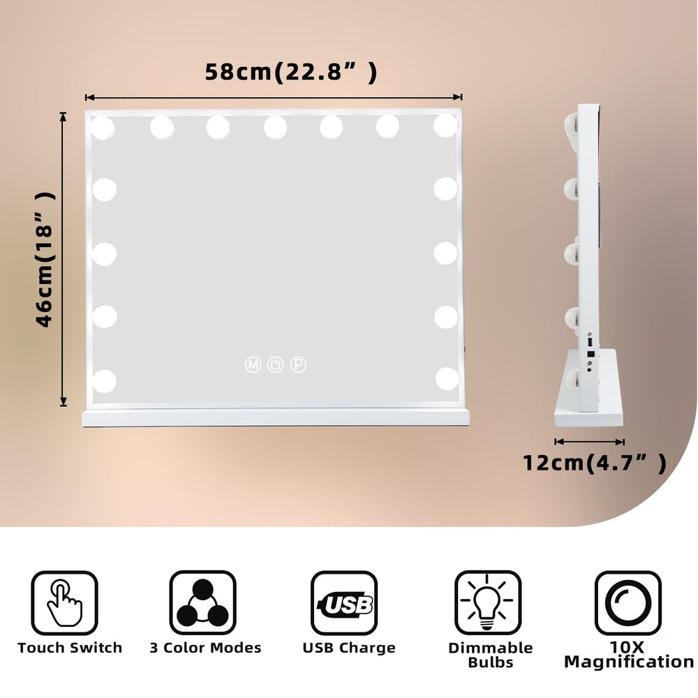 Fenair Hollywood makeup mirror full view highlights stylish beauty station setup