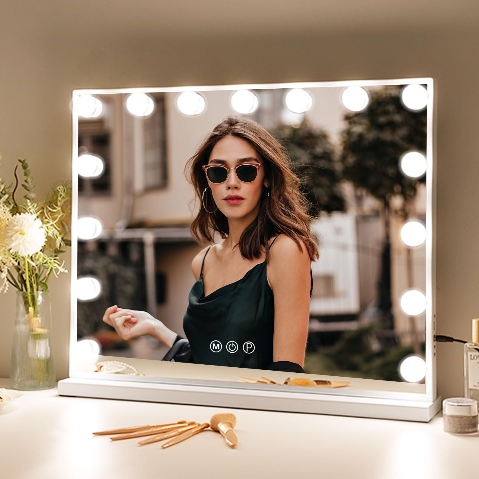 Fenair vanity mirror size 23x18 inches provides broad upper-body view