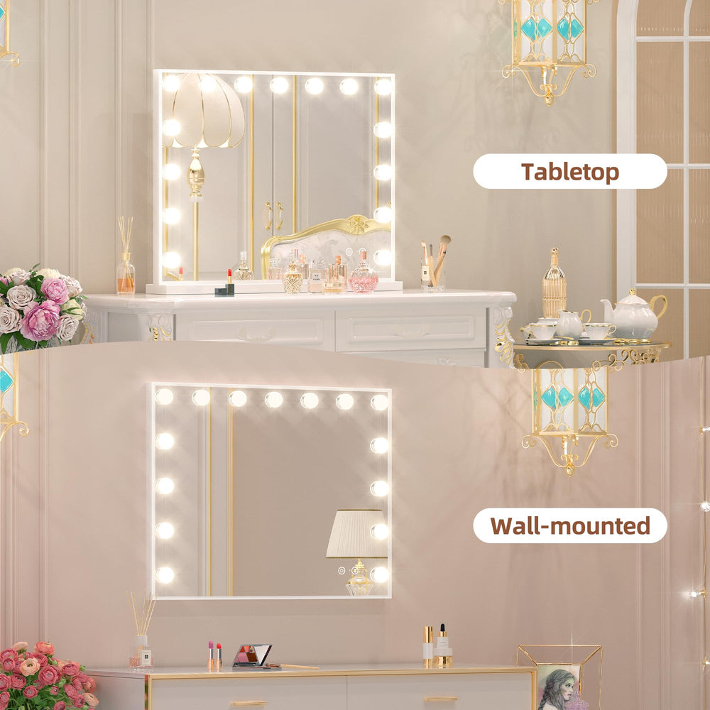 FENCHILIN vanity mirror includes 10x magnifier for precise liner and brow work