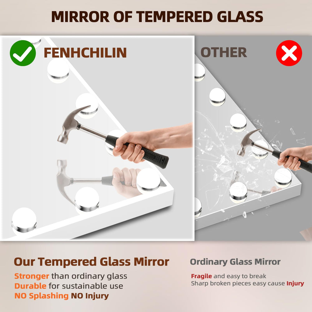 FENCHILIN vanity mirror with 3-color lighting adapts to day, office, or evening makeup