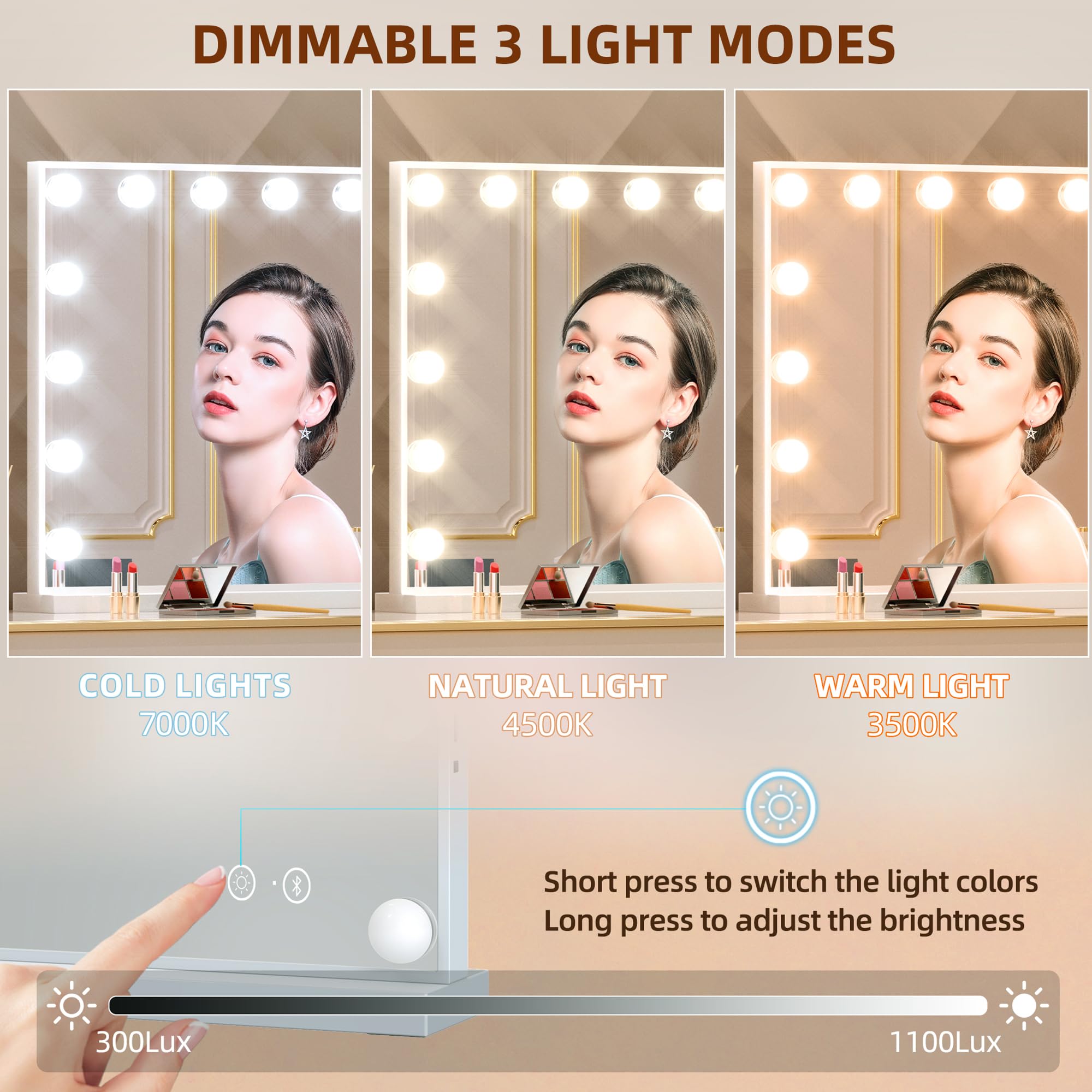 FENCHILIN vanity mirror tempered glass provides sharp reflections and durable surface for daily use