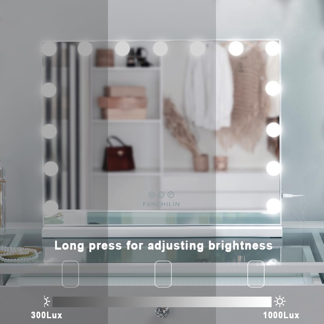 FENCHILIN vanity mirror 10x magnifier – precise eyeliner and brow work