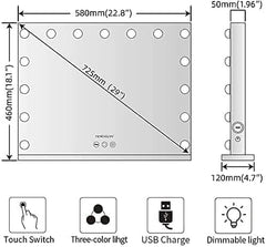 FENCHILIN vanity mirror with USB-C port – side view highlighting charging convenience