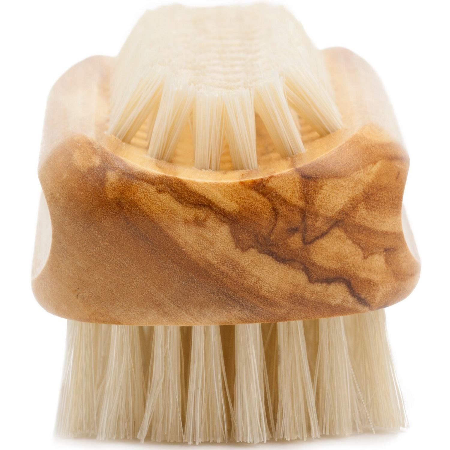 Fendrihan olive wood handle detail shows smooth grip for comfortable cleansing.
