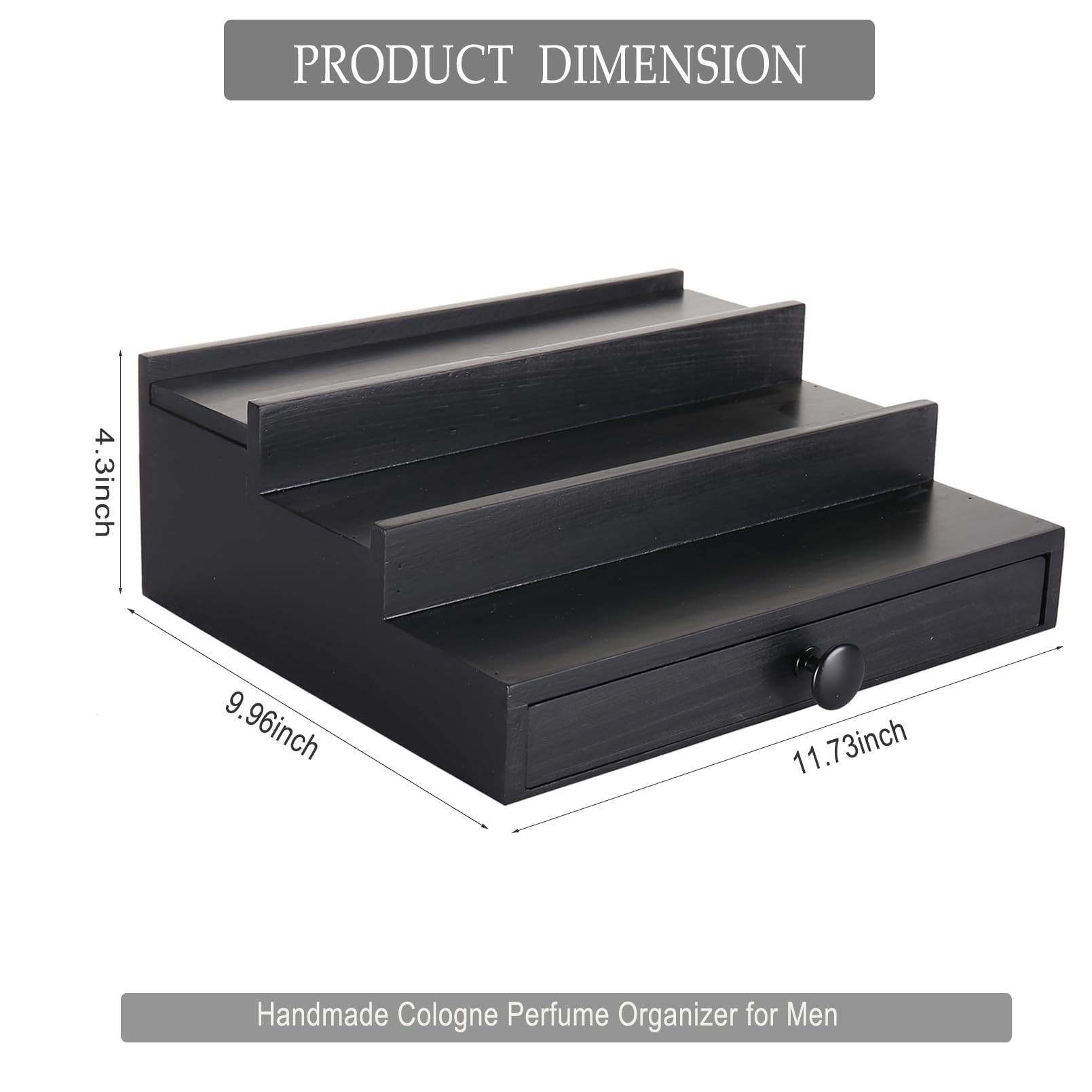 Fengligoo black wooden Cologne Organizer 3-tier display keeps fragrances organized for quick browsing
