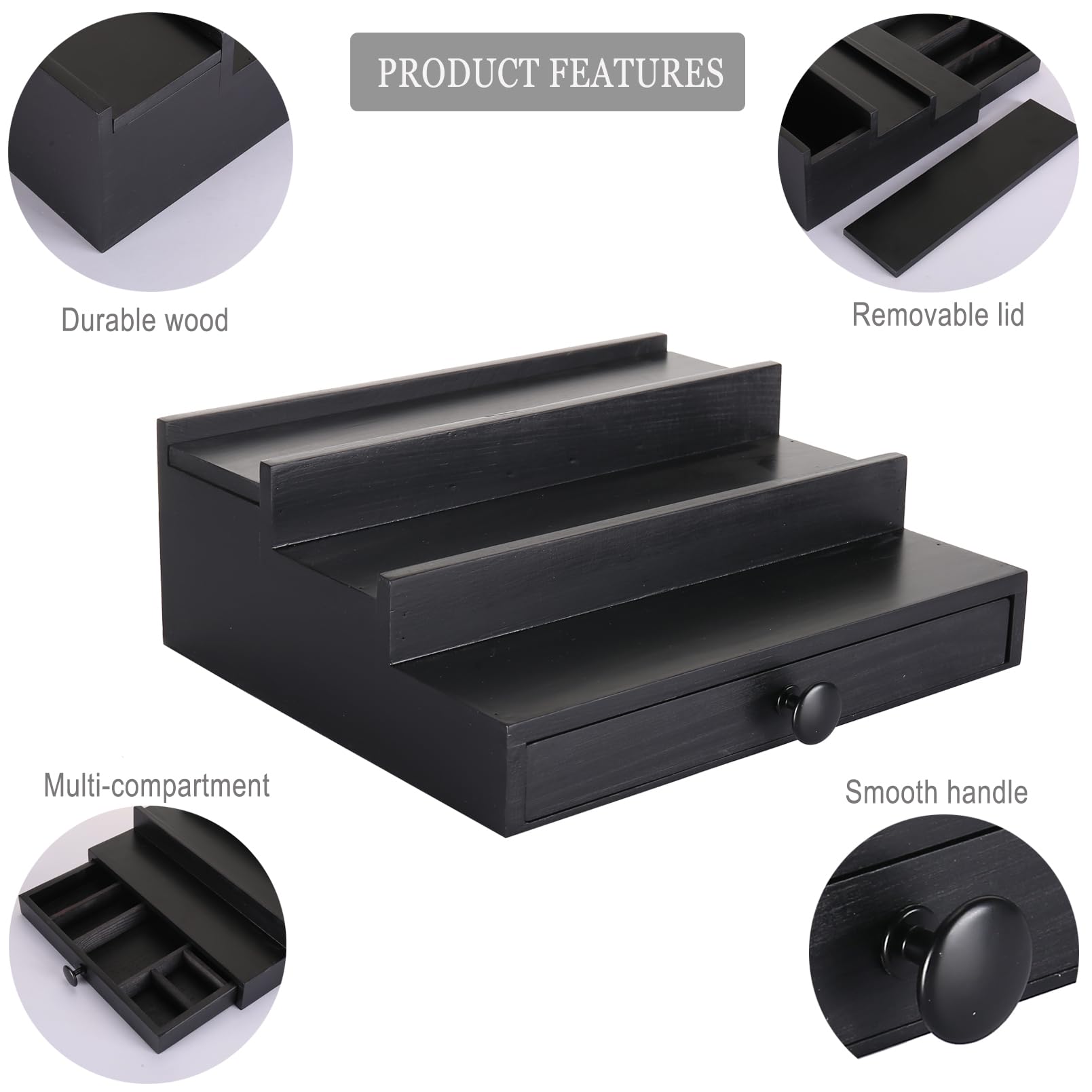 Fengligoo black wooden Cologne Organizer dresser setup complements a refined vanity