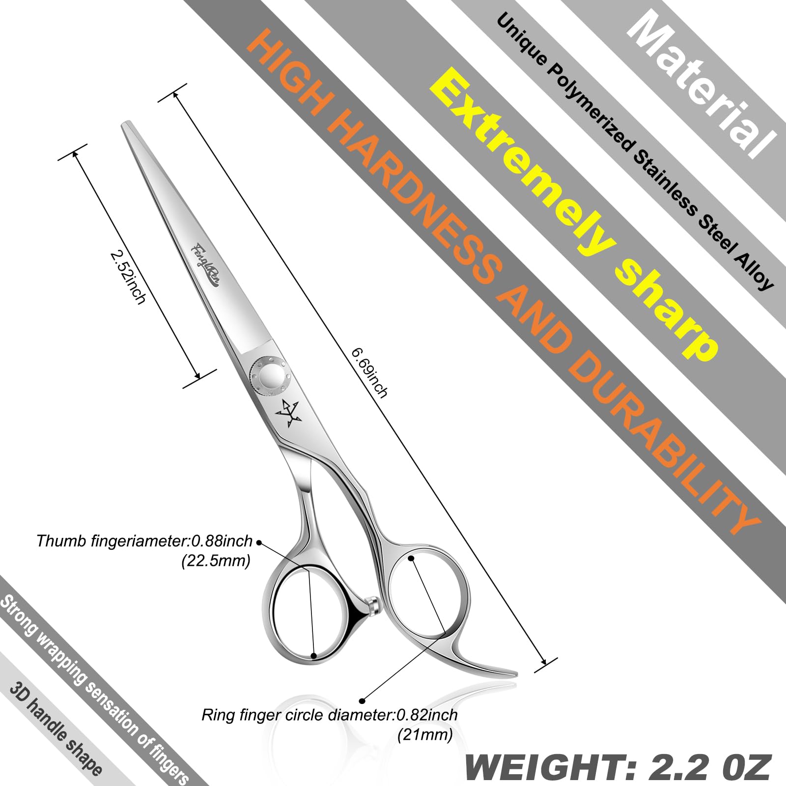 Fengliren 6-inch barber scissors handle and blade in a clean profile
