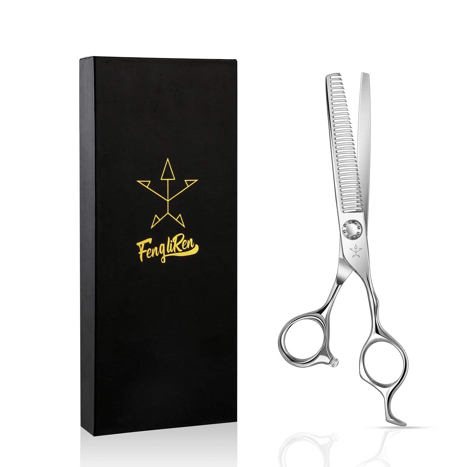 Fengliren hair thinning scissors 6.5 inch blade close-up showing precise edge