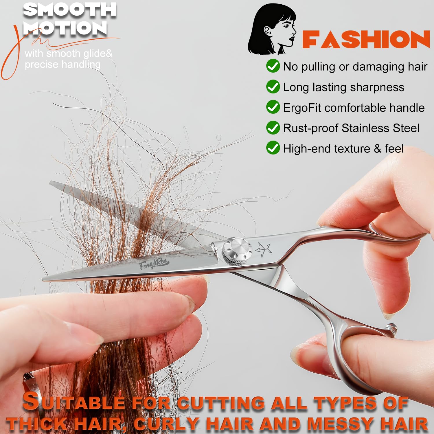 Fengliren professional hair-cutting scissors in action for smooth cuts