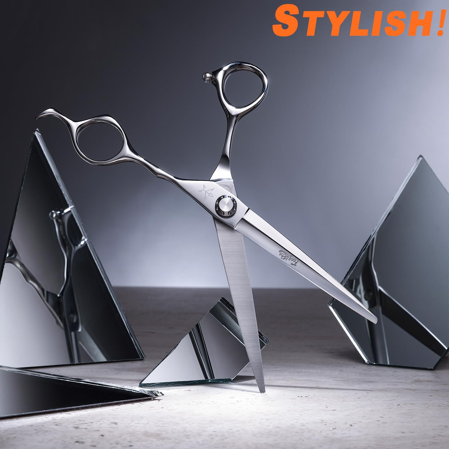 Fengliren screw-adjustment hair scissors shows adjustable tension for tailored control.