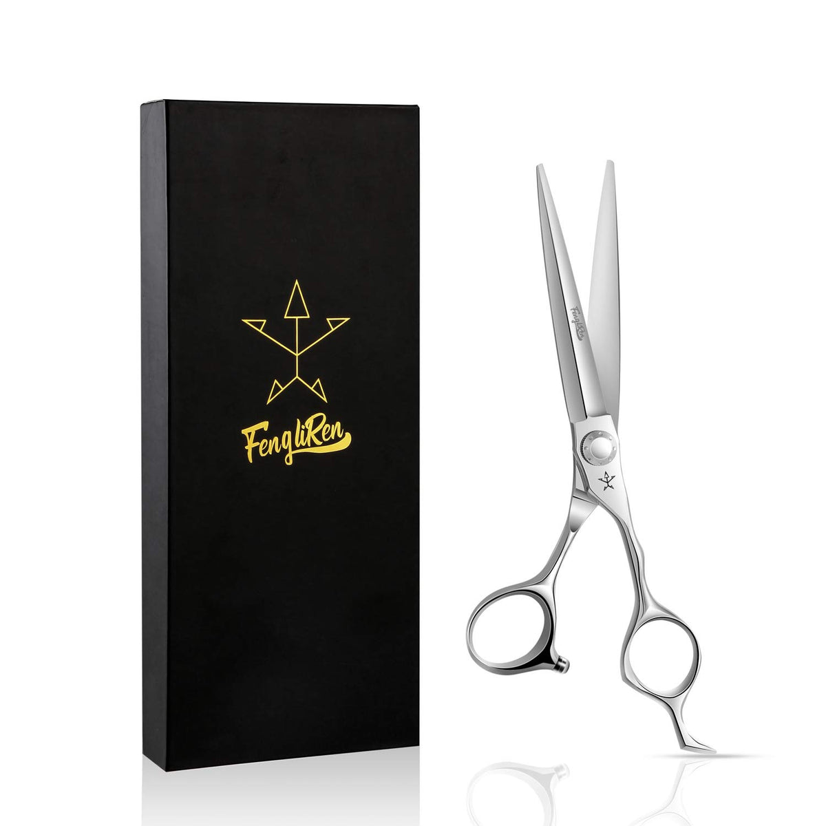 Fengliren sharp barber scissors blade close-up for precise, clean cuts.