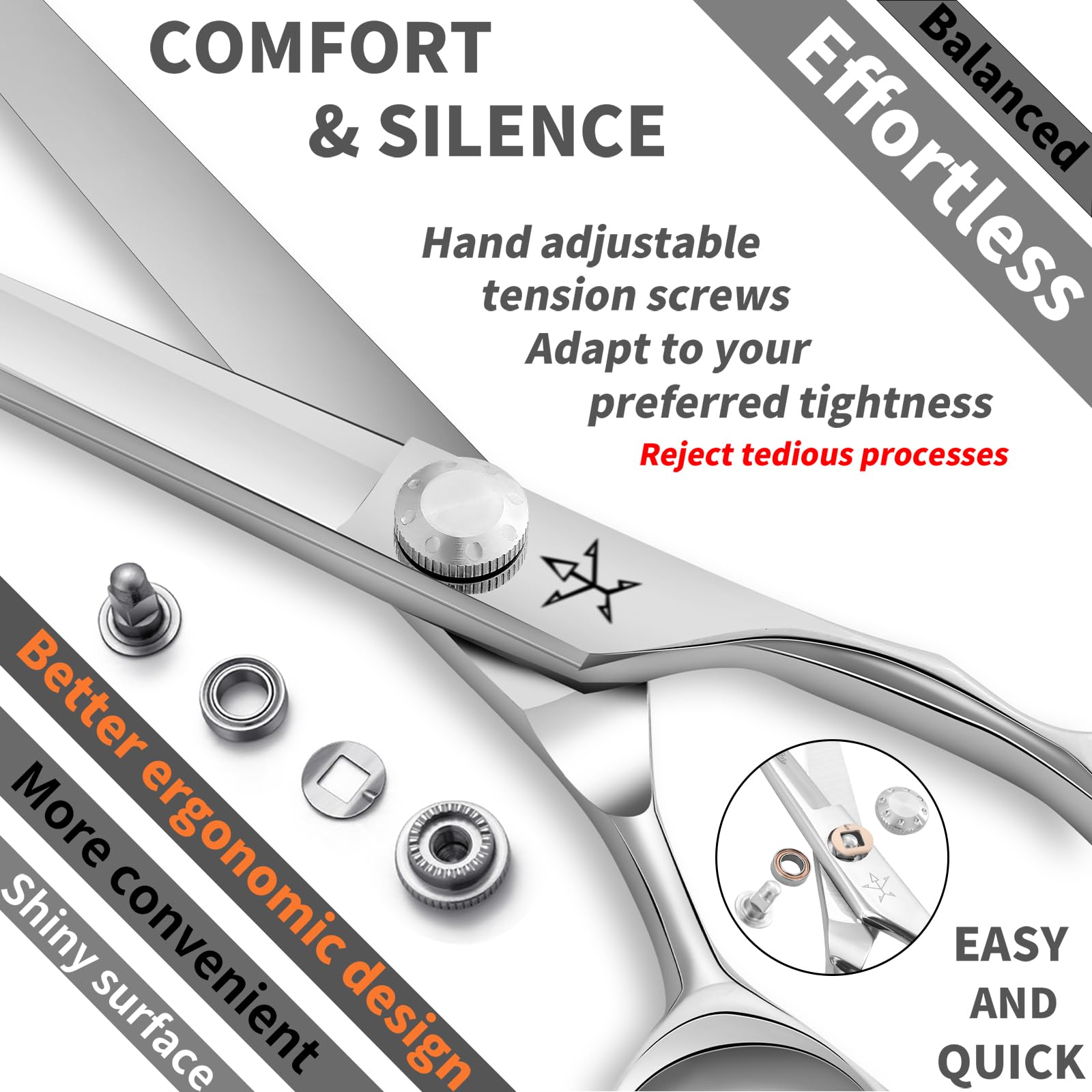 Fengliren stainless steel alloy barber scissors assembly with balanced weight