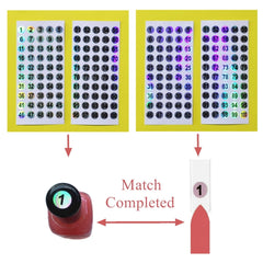 FENKON holographic number stickers on caps resist water while keeping labels legible