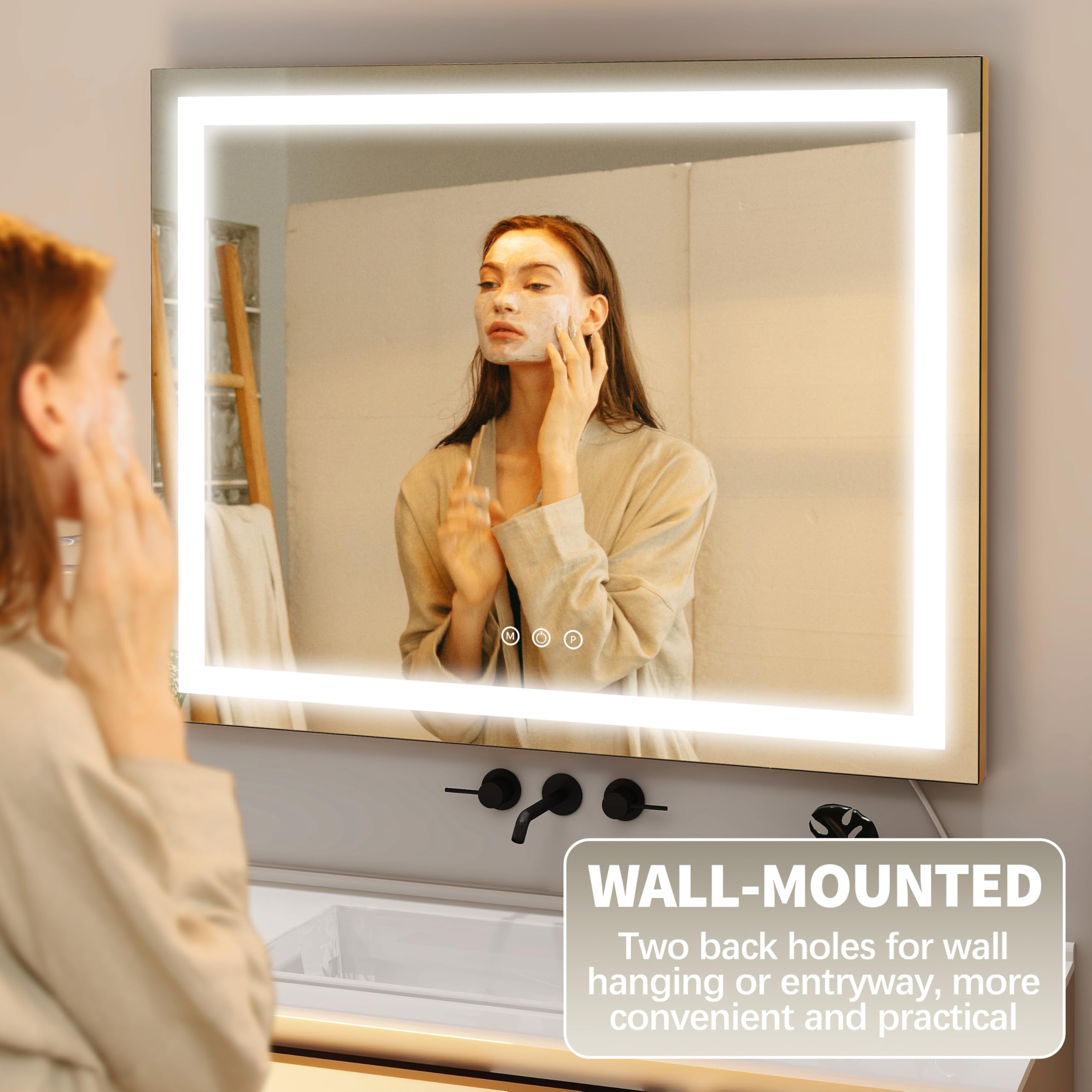 FENNIO close-up gold finish vanity mirror highlighting elegant style and durable design