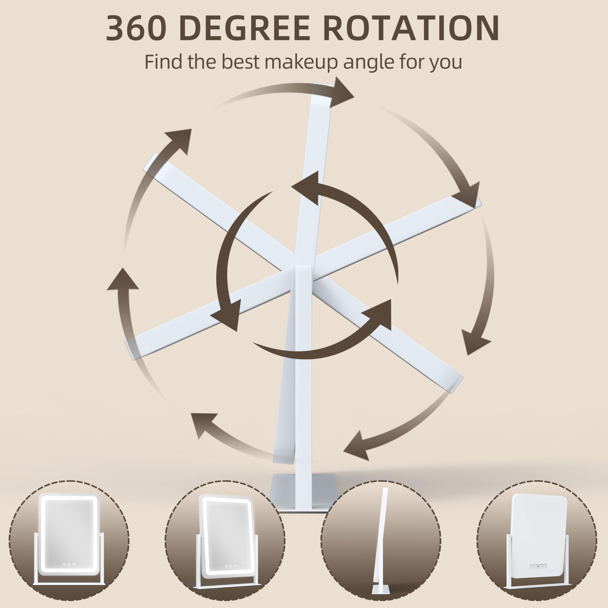 FENNIO 3-color dimmable lighting for accurate makeup tones.