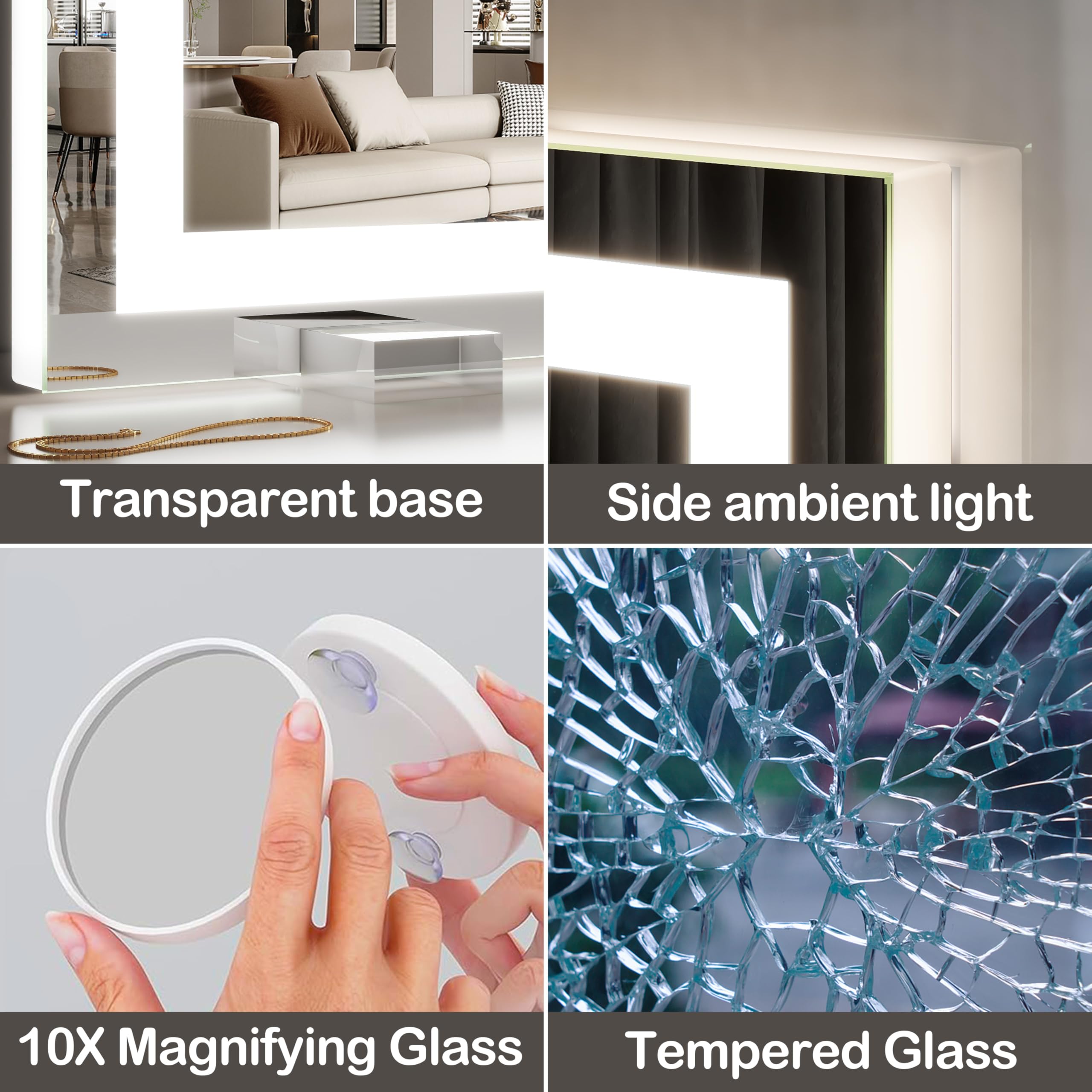 FENNIO makeup mirror base removable assembly, stable desktop setup