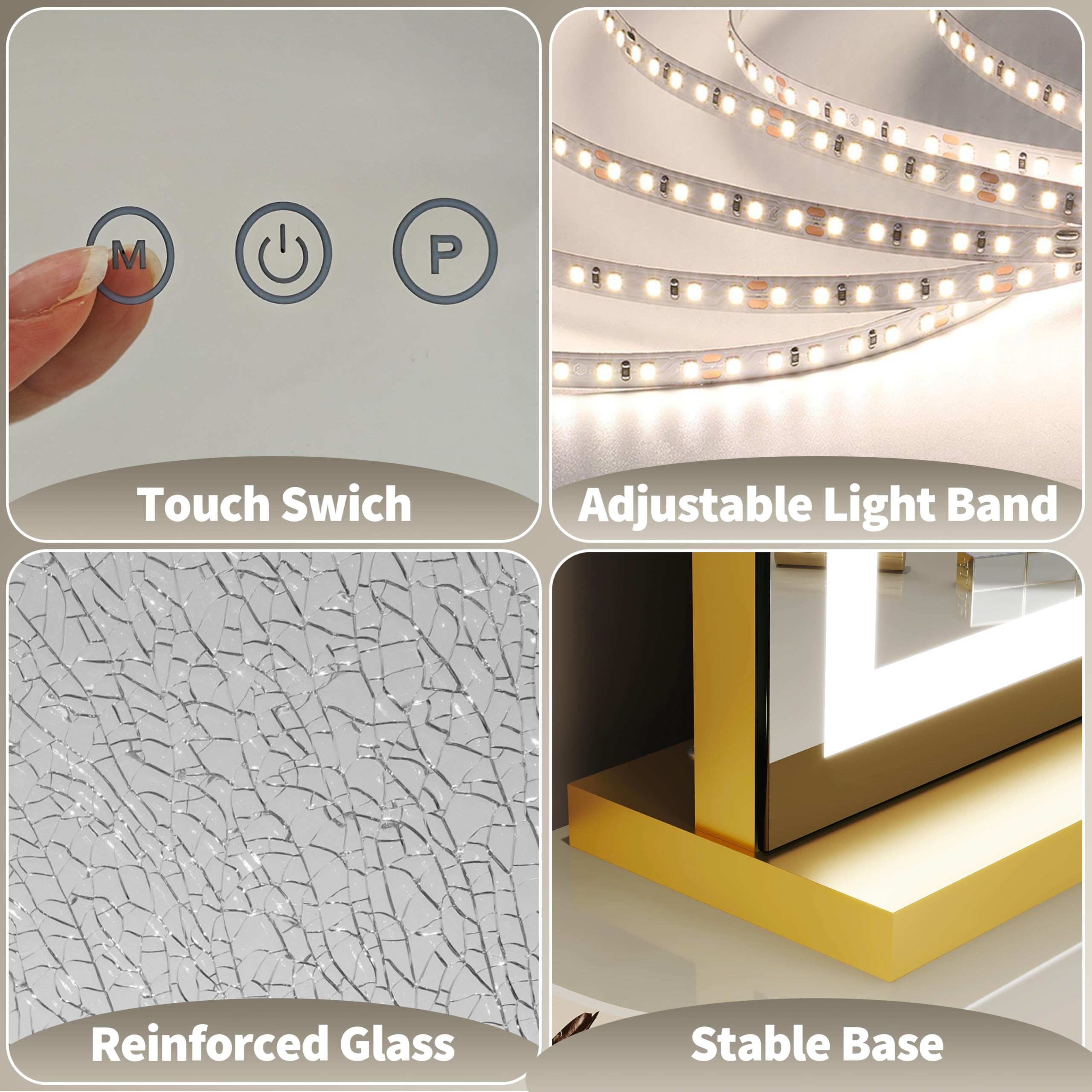 FENNIO safety tempered glass vanity mirror provides safer daily use with shatter resistance