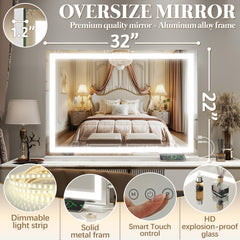 FENNIO vanity mirror with 3-color lighting modes for accurate color matching