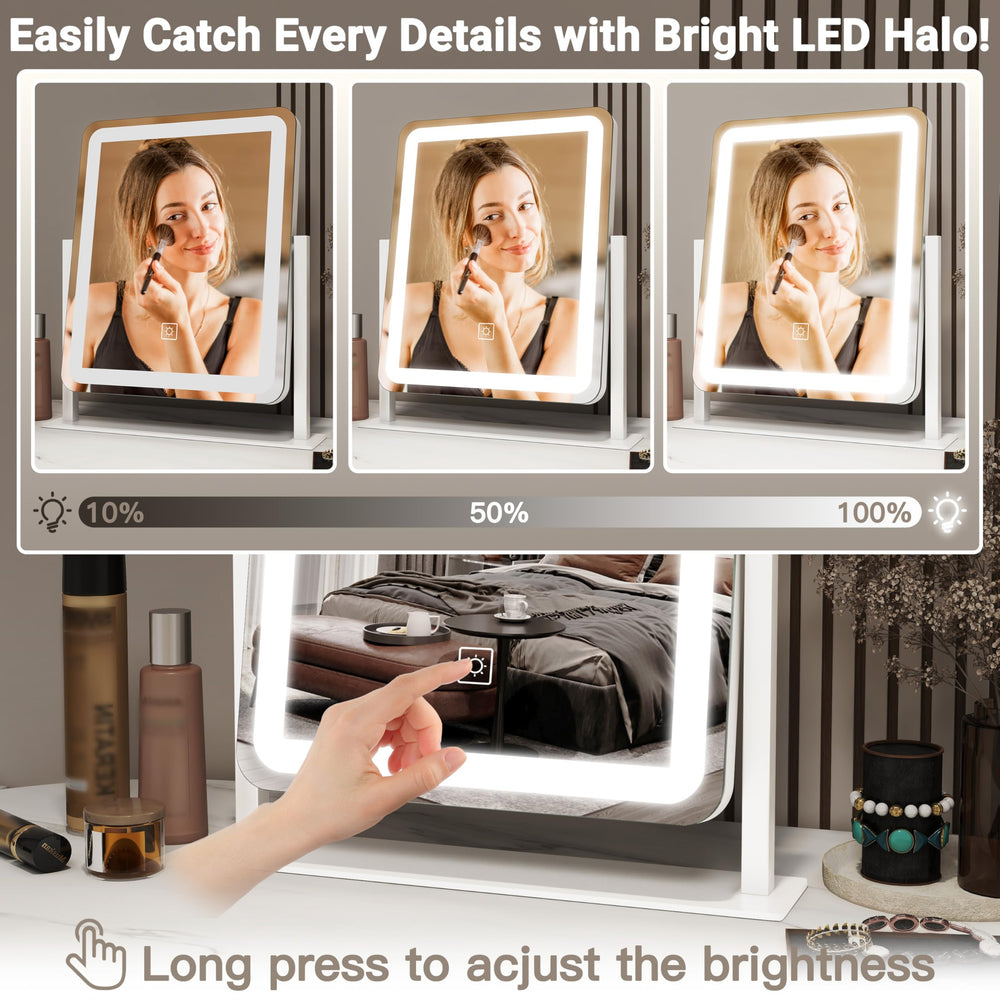 FENNIO vanity mirror with 3-color lighting modes lets you customize ambience for day or night.