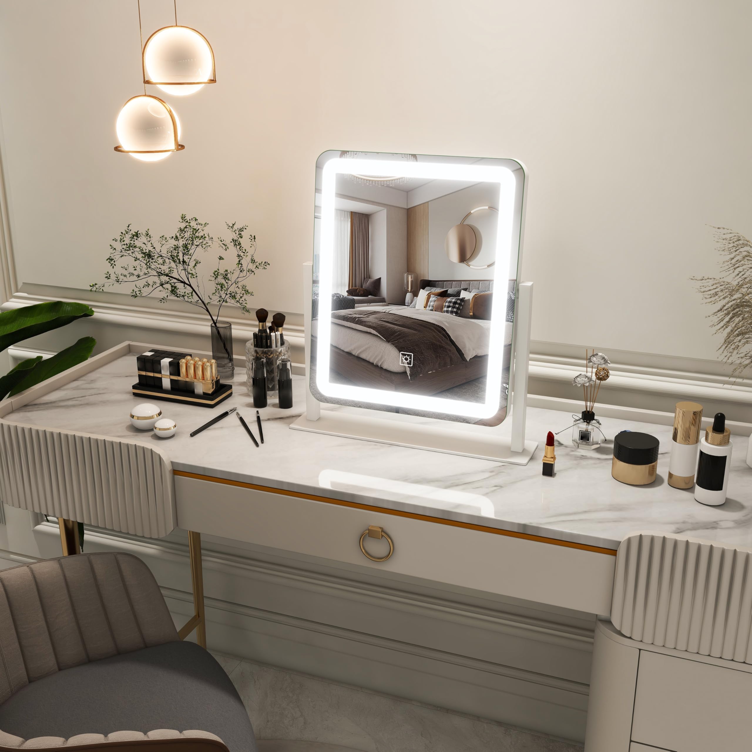 FENNIO vanity mirror aluminum frame provides durable, long-lasting use.