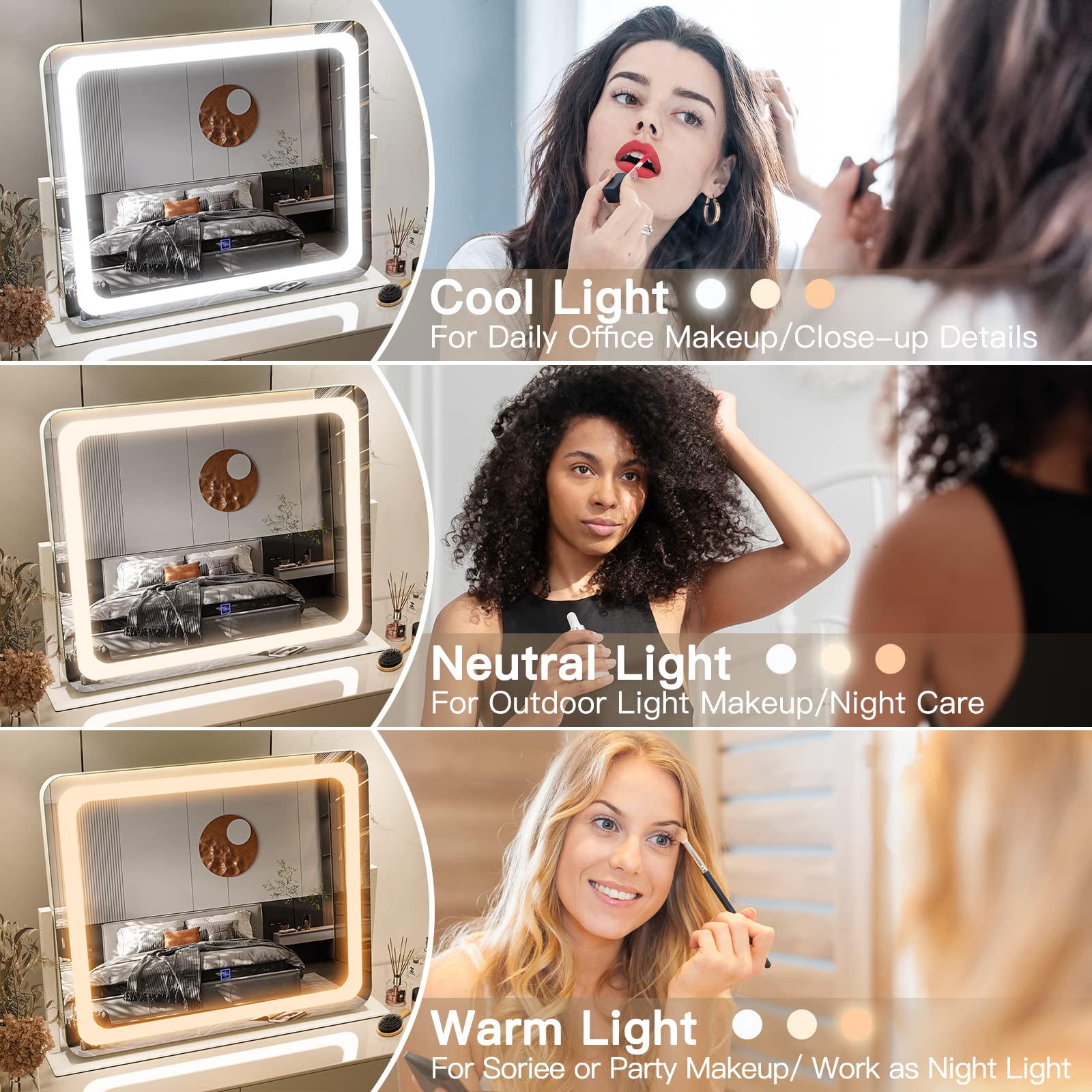 FENNIO vanity mirror brightness control enables dimming to suit ambient conditions.
