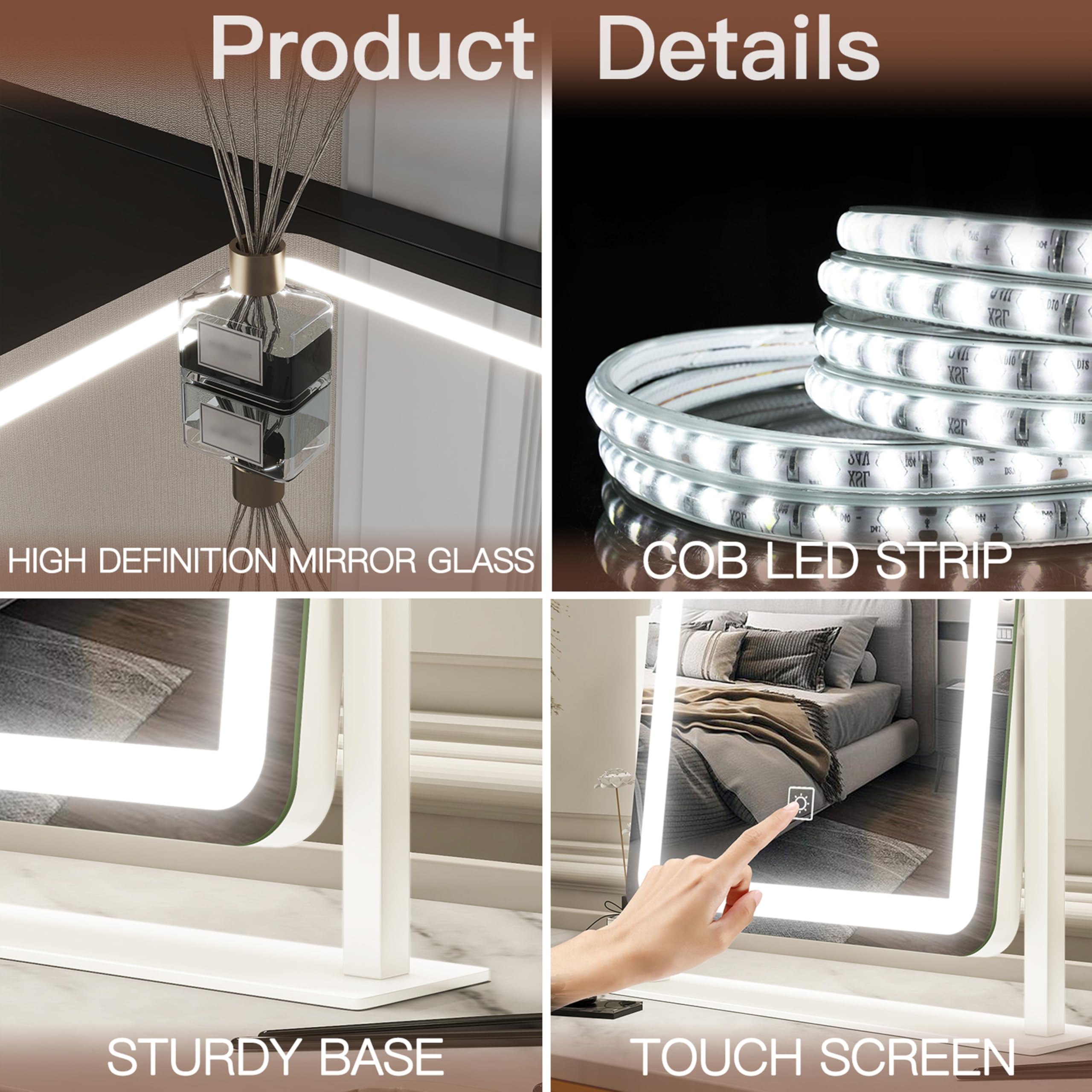 FENNIO vanity mirror on desk or tabletop fits vanity setups and bedrooms.