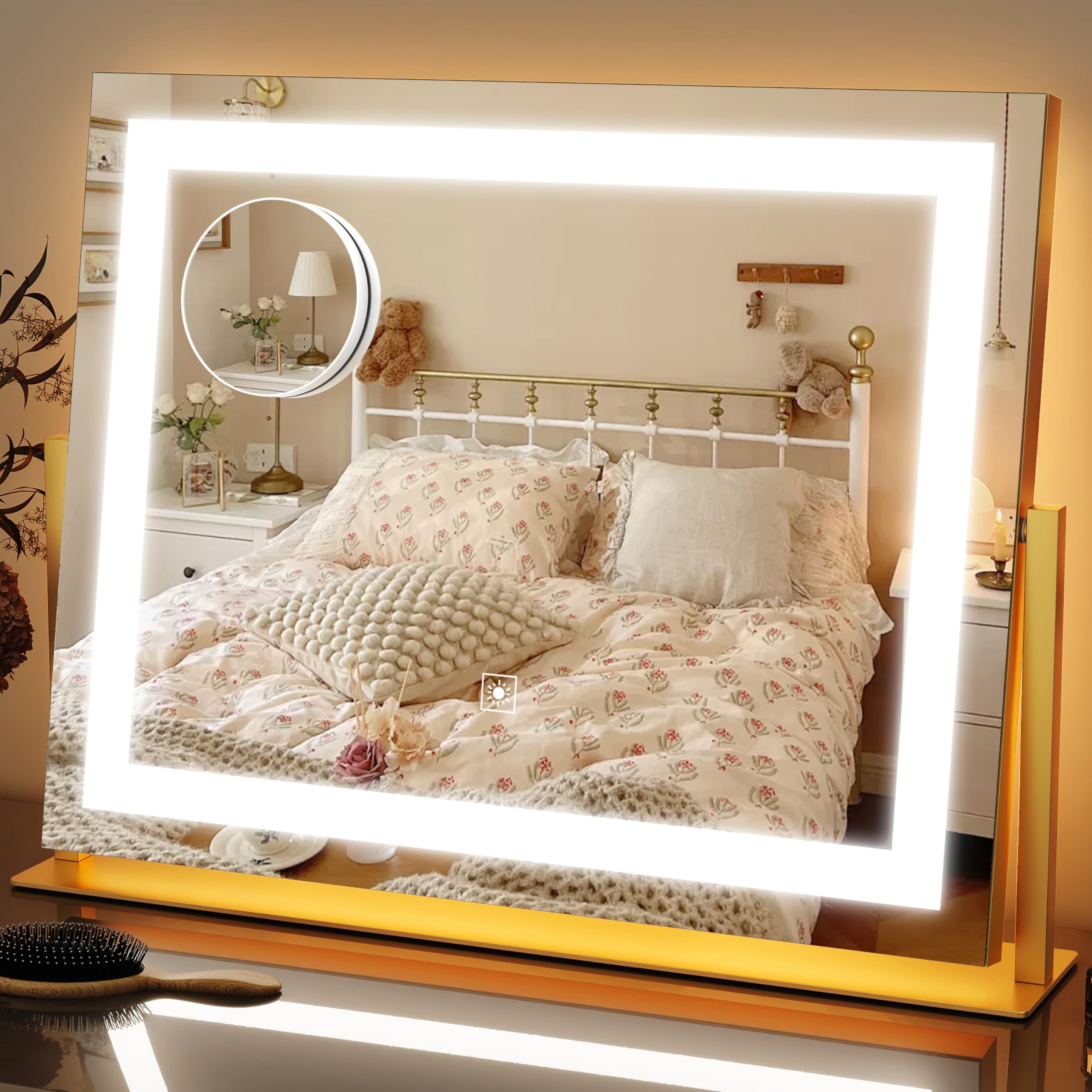FENNIO vanity mirror lights 22x18 angle view for precise makeup application