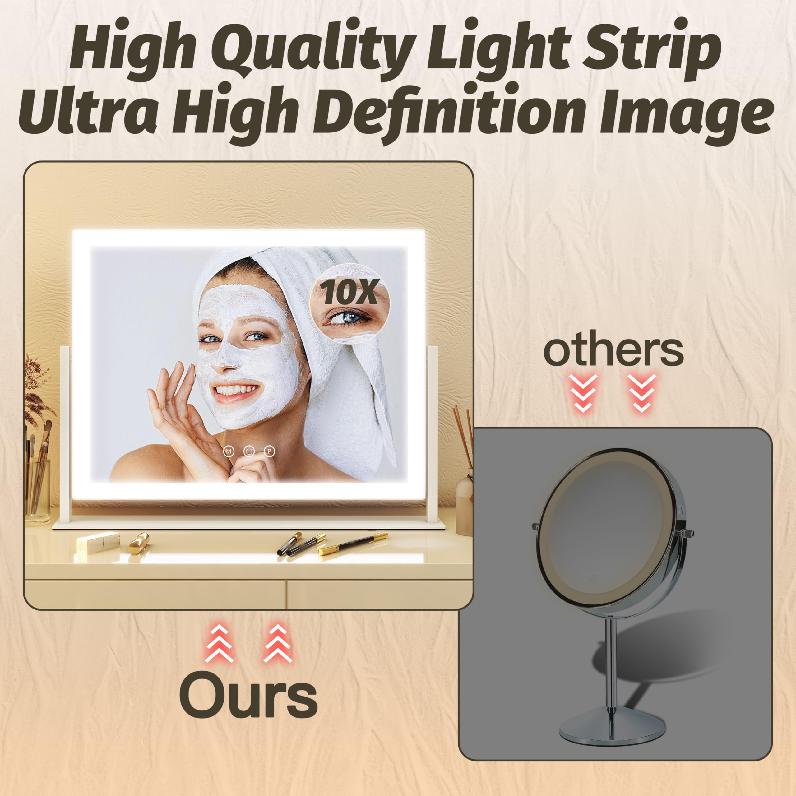 FENNIO vanity mirror with 360° rotation and tilt for optimal viewing