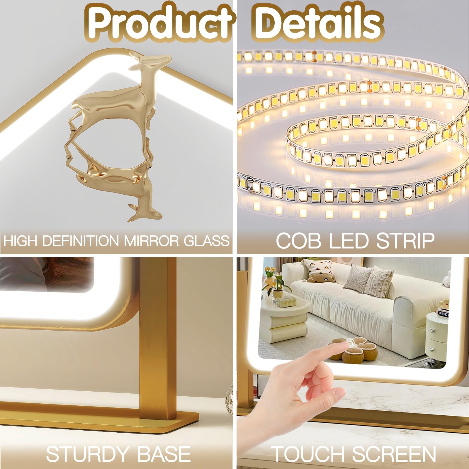 FENNIO vanity mirror lights 360-rotation for flexible viewing angles