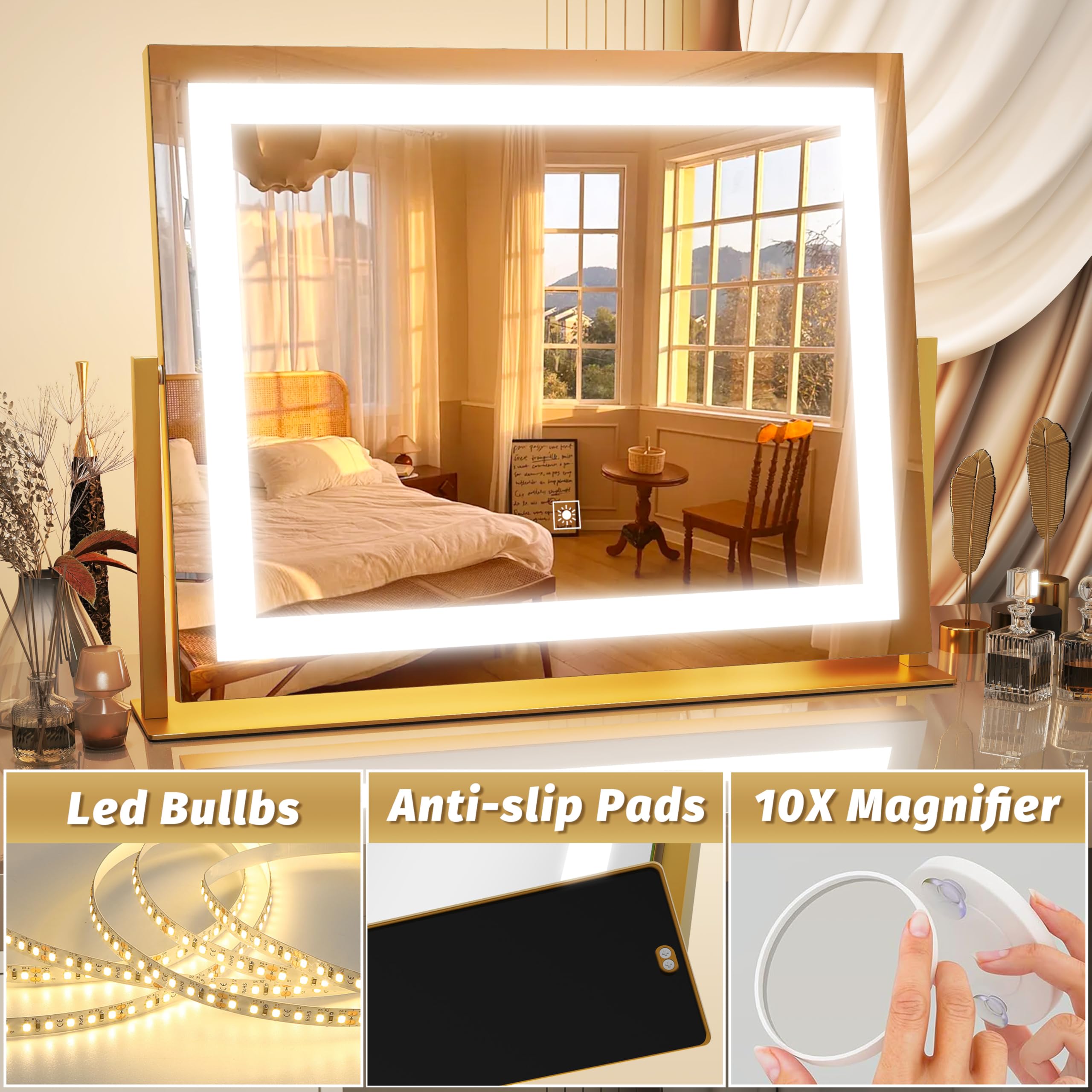 FENNIO vanity mirror lights 360-degree rotation for versatile angles